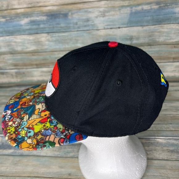Pokemon Hat Pokeball Black Snapback Ball Cap Flat Bill Pikachu Charizard 2015 - Picture 4 of 7